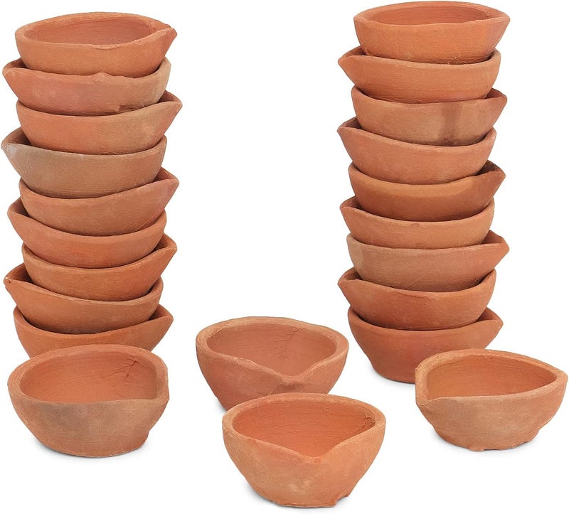 Hashcart Clay Diya Diwali Diyas for Puja [ 51 Pcs ] Diyas for Pooja - Mitti Diya Earthern Terracotta Diya with Cotton Wicks - Diwali Decoration for Home Indian Gift Items ® - Image 1